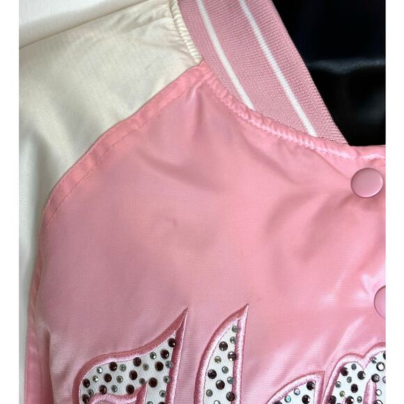 NY Yankees MLB Cooperstown Collection GIII Carl Banks pink satin bomber jacket L - Picture 12 of 13